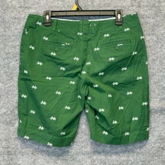 TALBOTS 10P Green Bicycle Embroidered Bermuda Shorts Cotton Stretch Petites - Picture 10 of 16